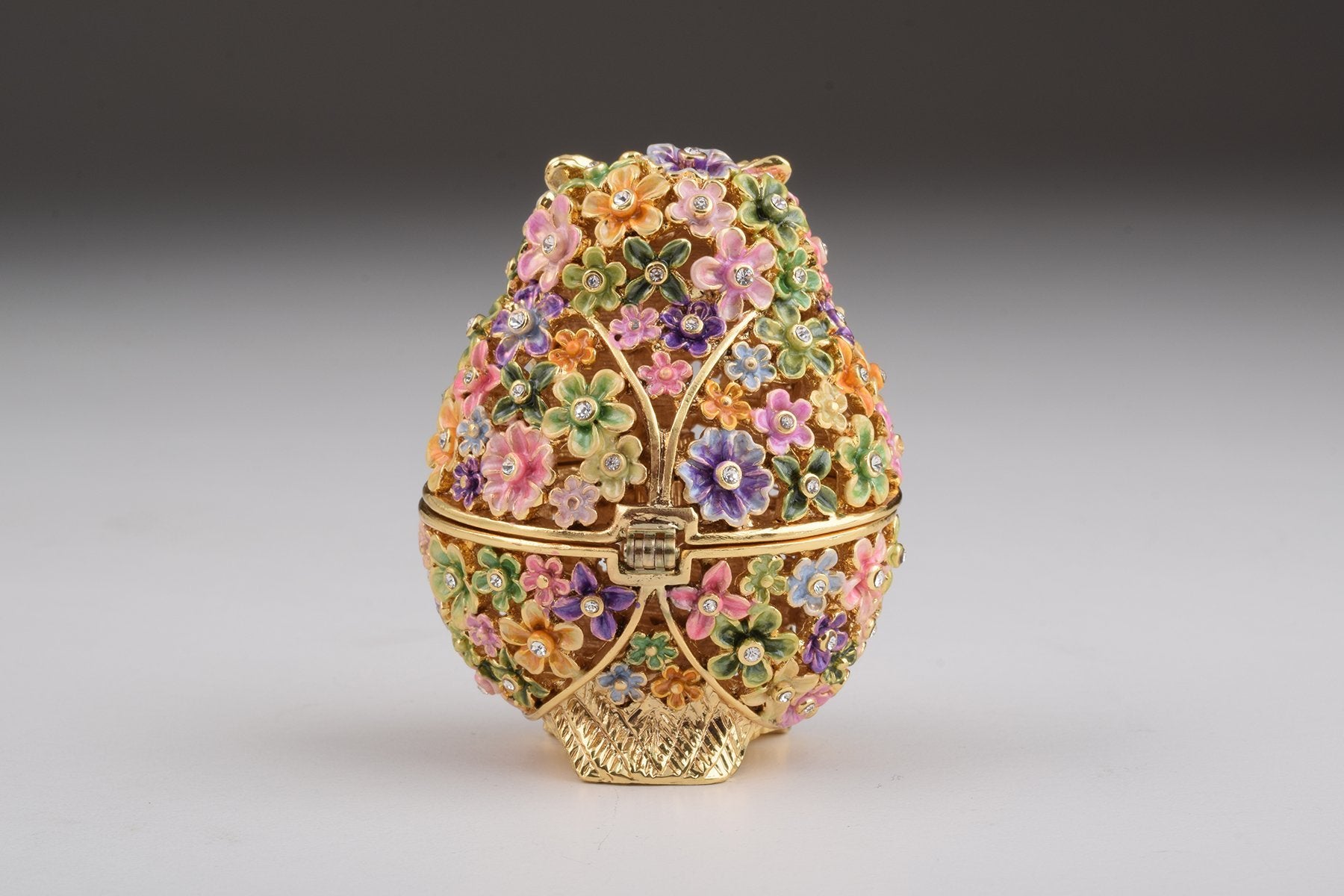 Keren Kopal Gold Owl with Colorful Flowers Trinket Box