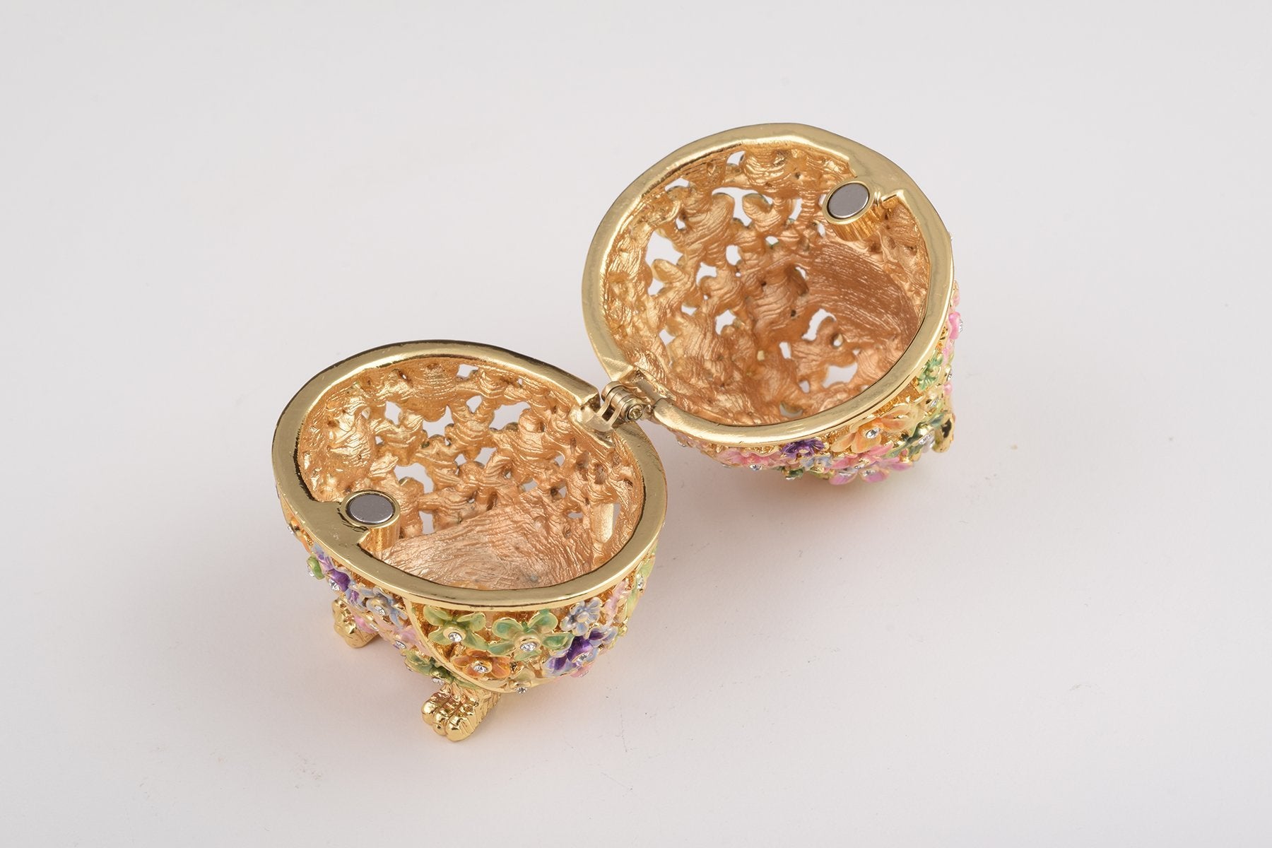 Keren Kopal Gold Owl with Colorful Flowers Trinket Box