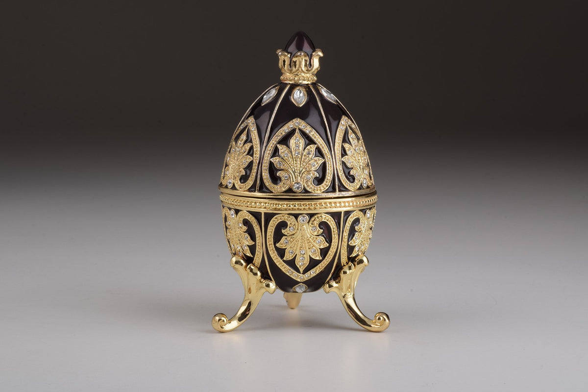 Keren Kopal Gold & Black Faberge Egg with Clock  124.00