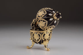 Keren Kopal Gold & Black Faberge Egg with Clock  124.00