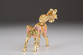 Keren Kopal Gold with Colorful Flowers Horse Trinket Box