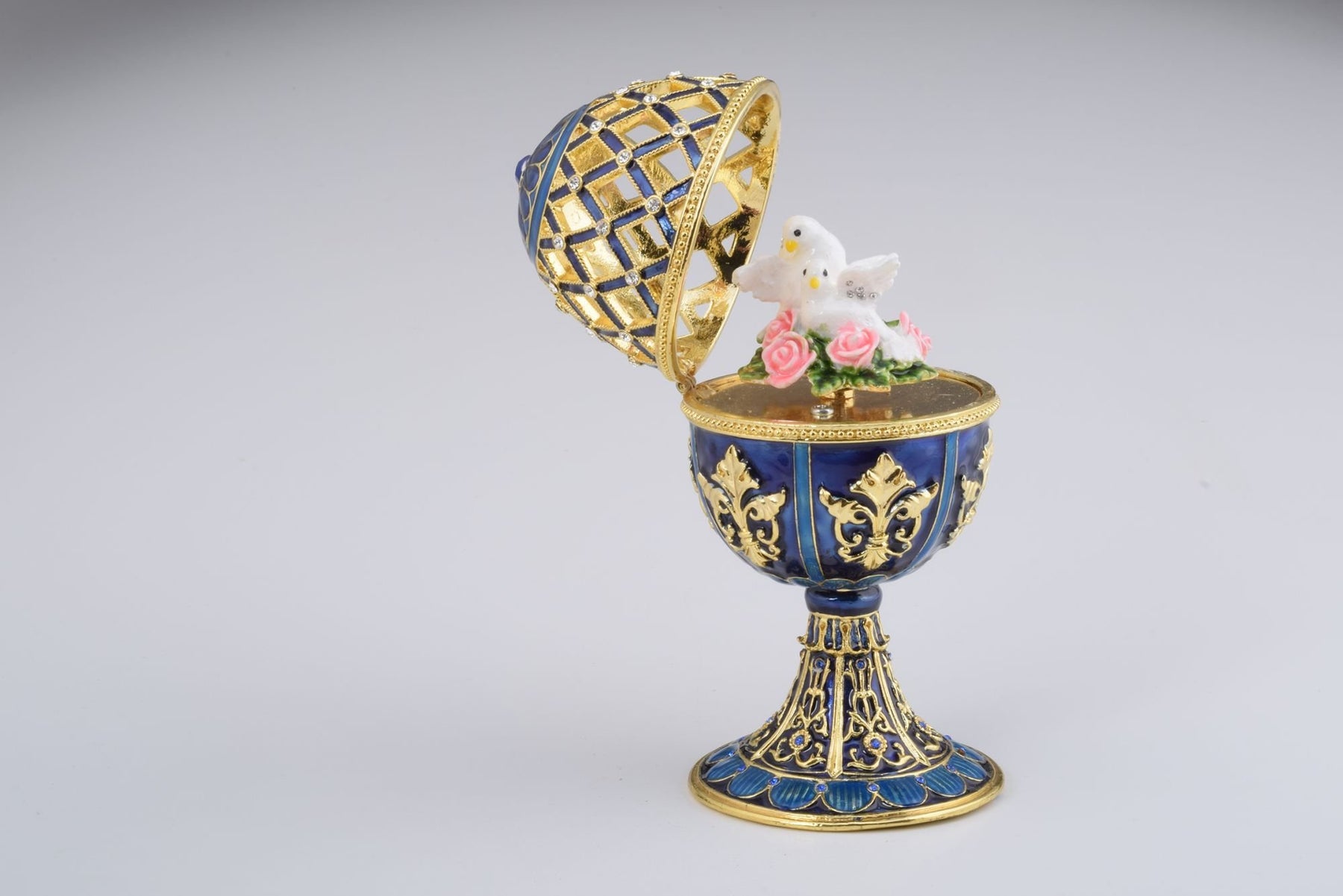 Keren Kopal Golden Blue Faberge Egg with White Doves  155.25