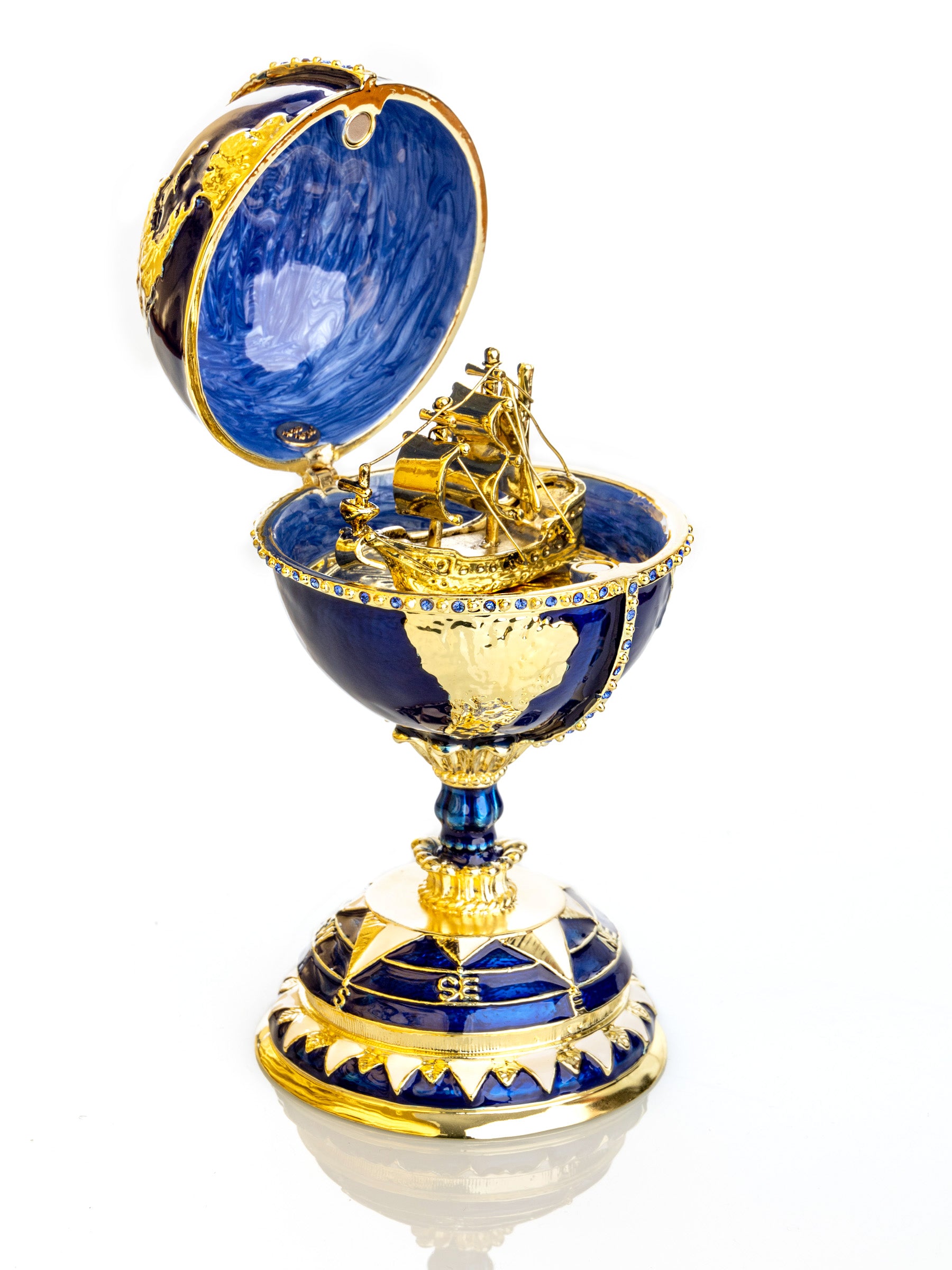 Globe Faberge Egg with Sailing ship