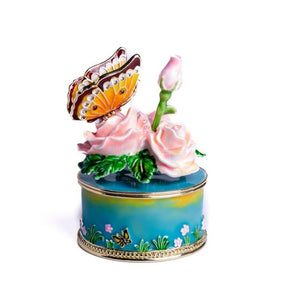 Keren Kopal Pink Roses with Butterfly Trinket Box Music Box 149.00