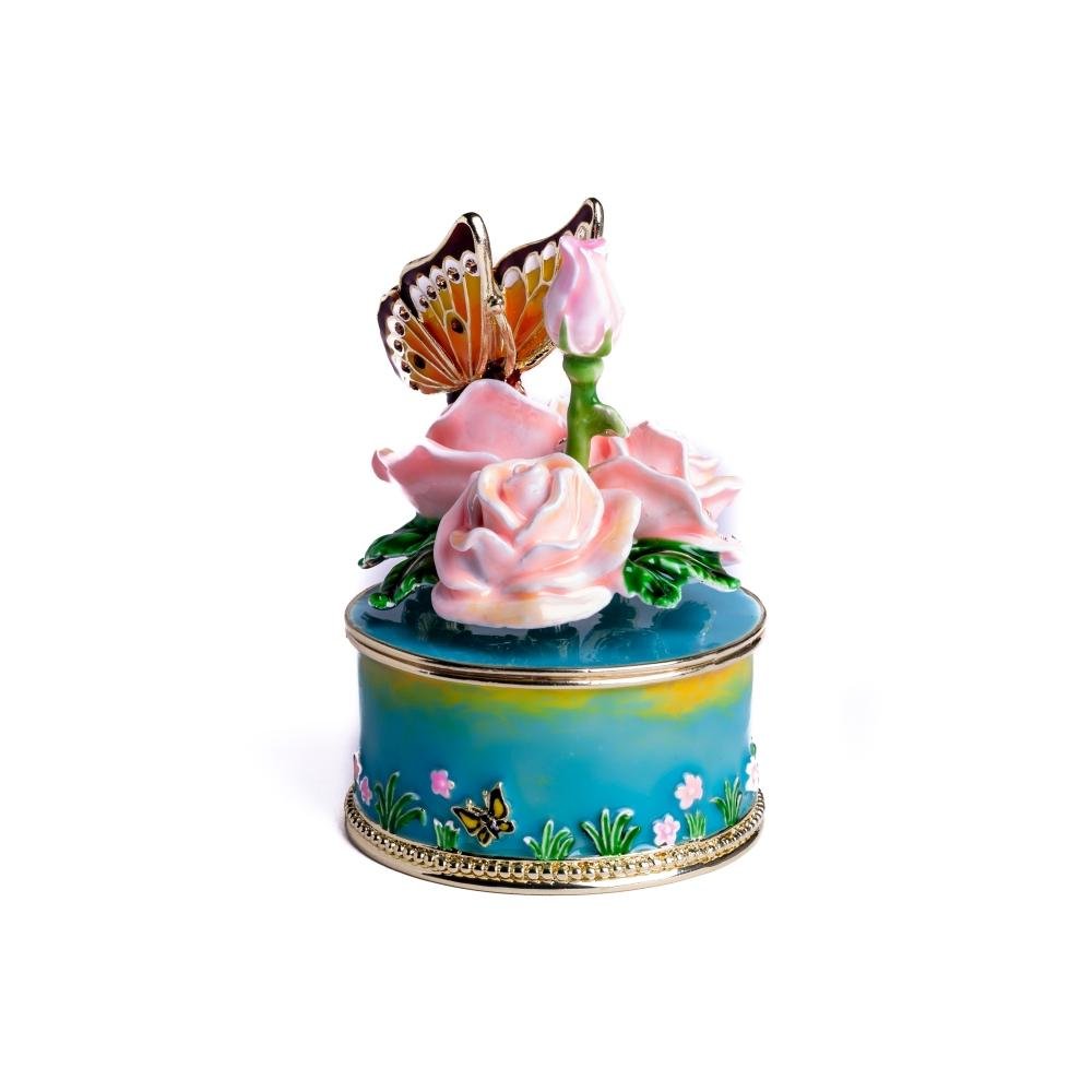 Keren Kopal Pink Roses with Butterfly Trinket Box Music Box 149.00