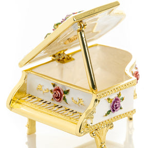 White piano with flowers