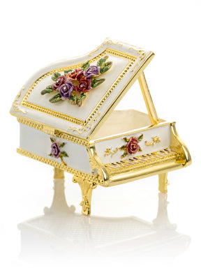 White piano with flowers