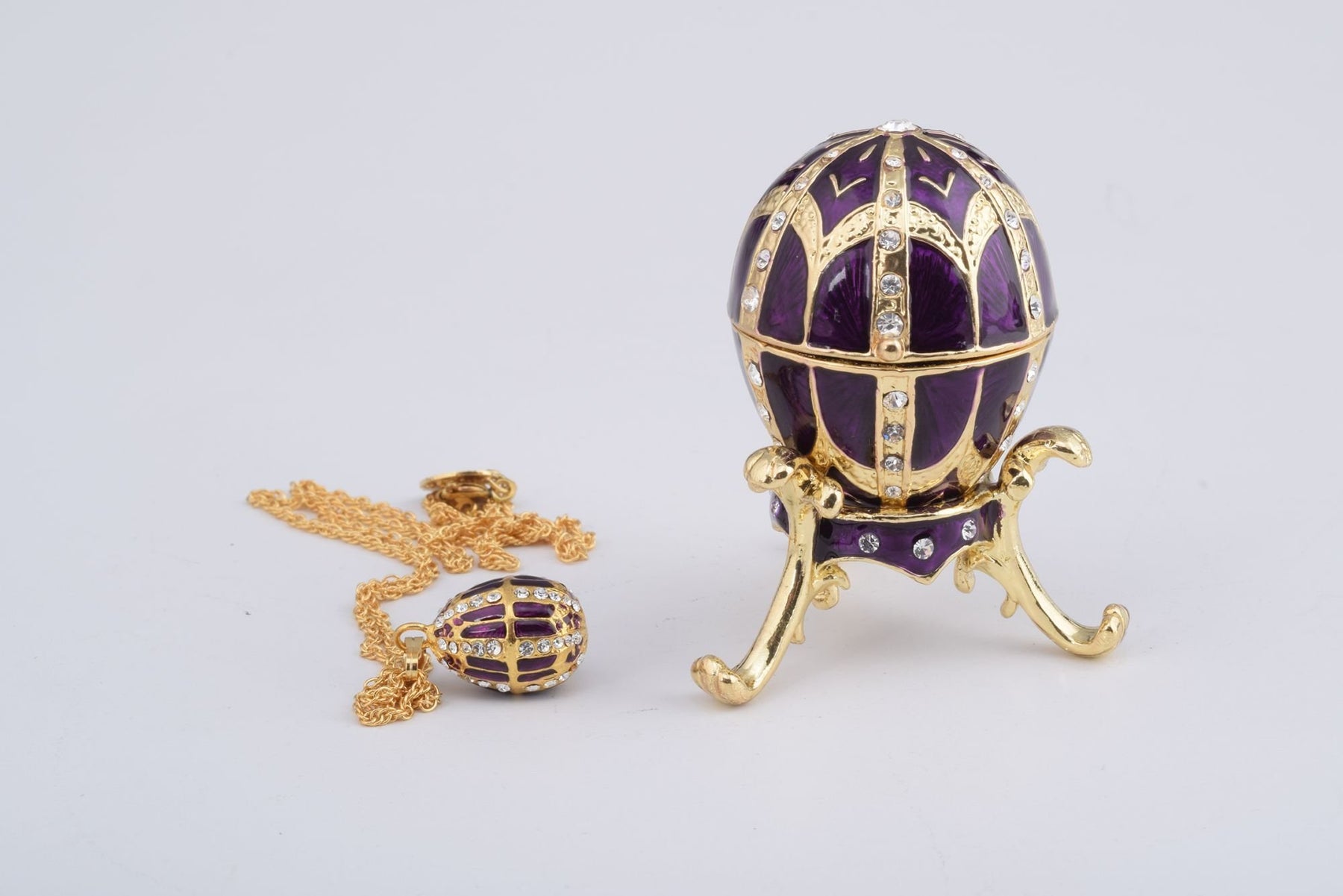 Keren Kopal Purple Faberge Style Egg with an Egg Pendant Inside  67.75