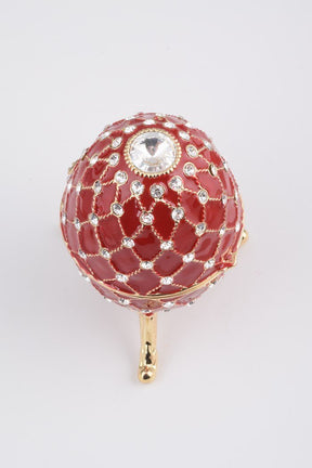 Keren Kopal Red Faberge Egg Trinket Box Decorated with Swarovski Crystals  89.75