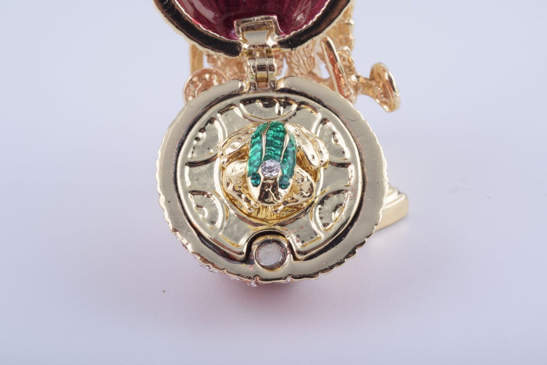 Keren Kopal Red Faberge Egg with a Golden Frog Inside  51.25