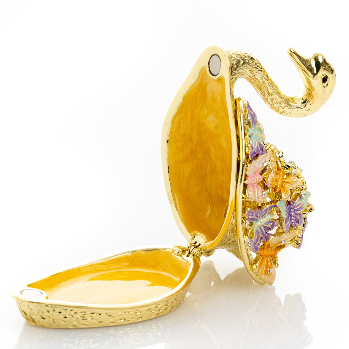 Golden Swan Decorated with Butterflies