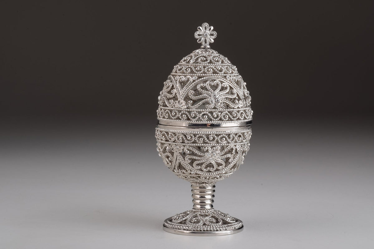 Keren Kopal Silver Faberge Egg with Clock Inside  119.00