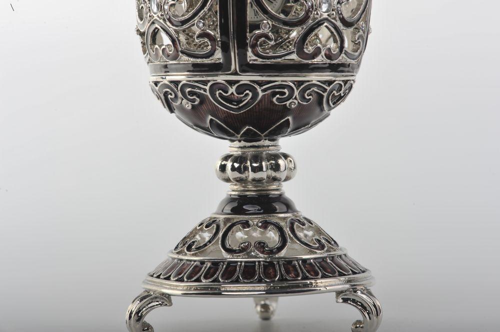 Keren Kopal Silver & Black Faberge Style Egg with a Clock Inside  154.00