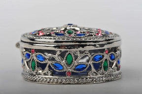 Keren Kopal Silver with Blue & Pink Decorations Trinket Box