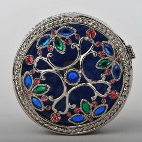 Keren Kopal Silver with Blue & Pink Decorations Trinket Box