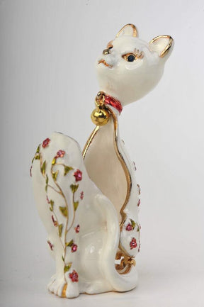 Keren Kopal White Cat with Flowers  52.00