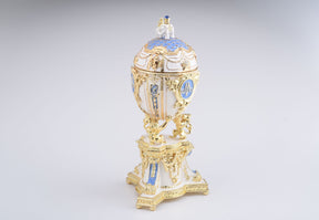 Keren Kopal White Faberge Egg with an Elephant on Top  344.00