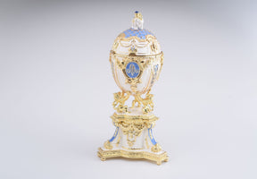 Keren Kopal White Faberge Egg with an Elephant on Top  344.00