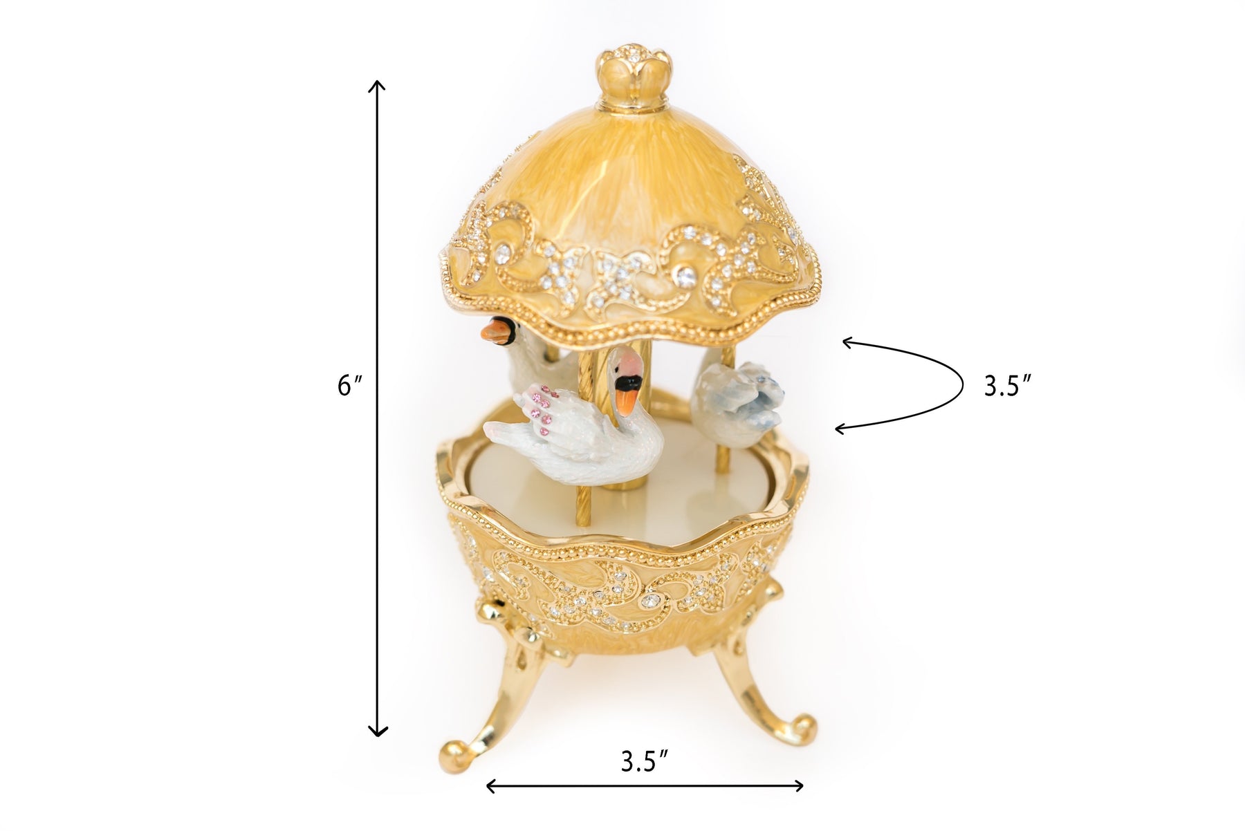 Keren Kopal Yellow Carousel Egg with White Swans  126.50