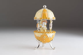 Keren Kopal Yellow Faberge Egg Carousel Wind up Music Box  124.00