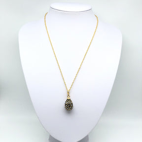 Black Egg Pendant Gold Necklace jewelry Keren Kopal