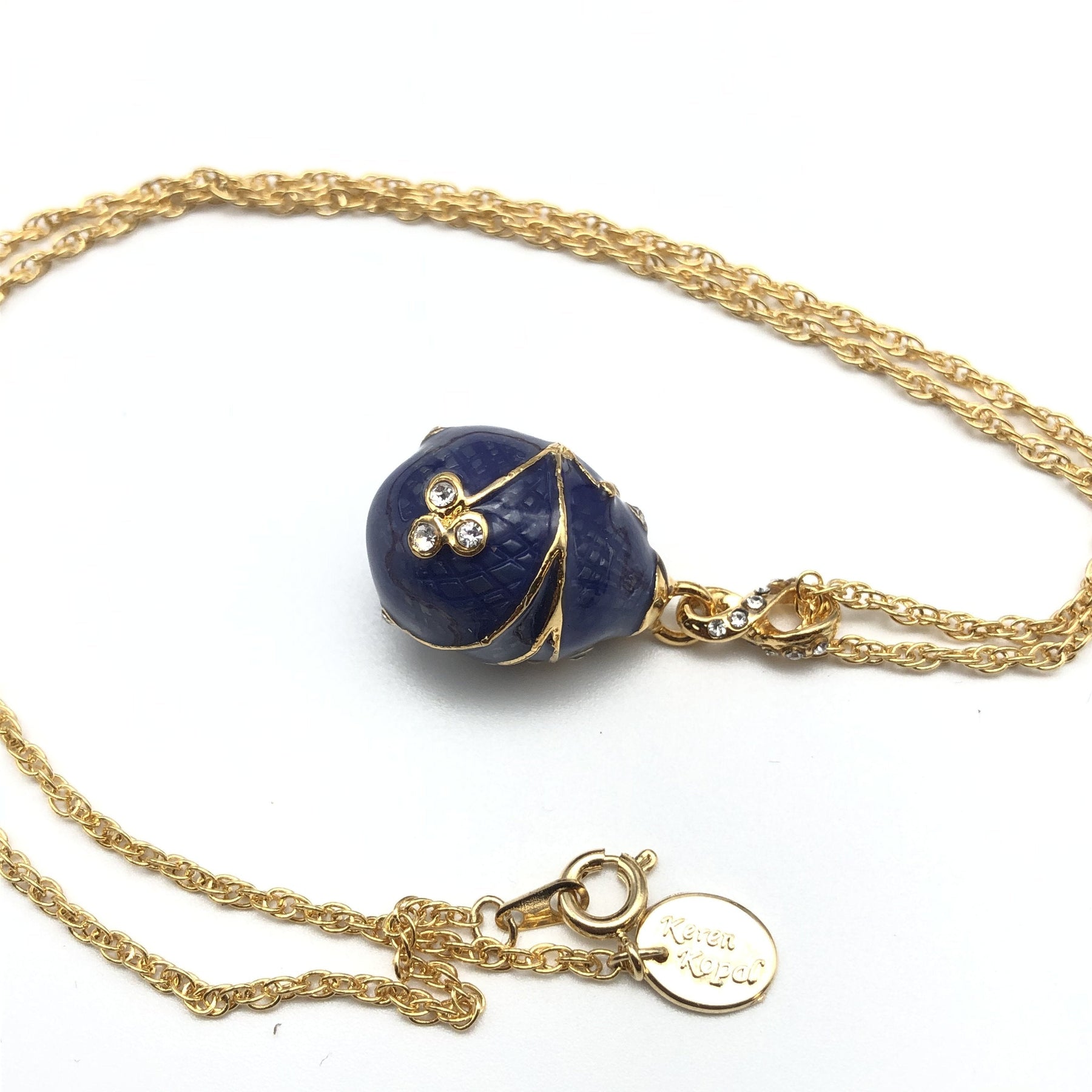 Blue Egg Pendant Gold Necklace jewelry Keren Kopal