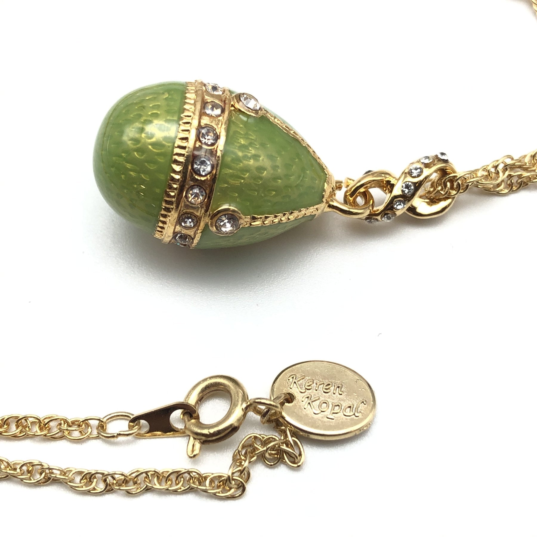 Green Egg Pendant Gold Necklace jewelry Keren Kopal