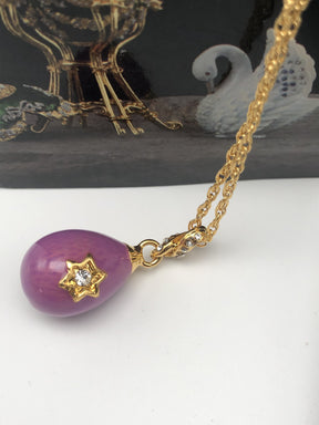 Purple Egg Star of David Pendant Gold Necklace jewelry Keren Kopal