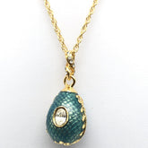 Teal Egg Pendant Gold Necklace jewelry Keren Kopal