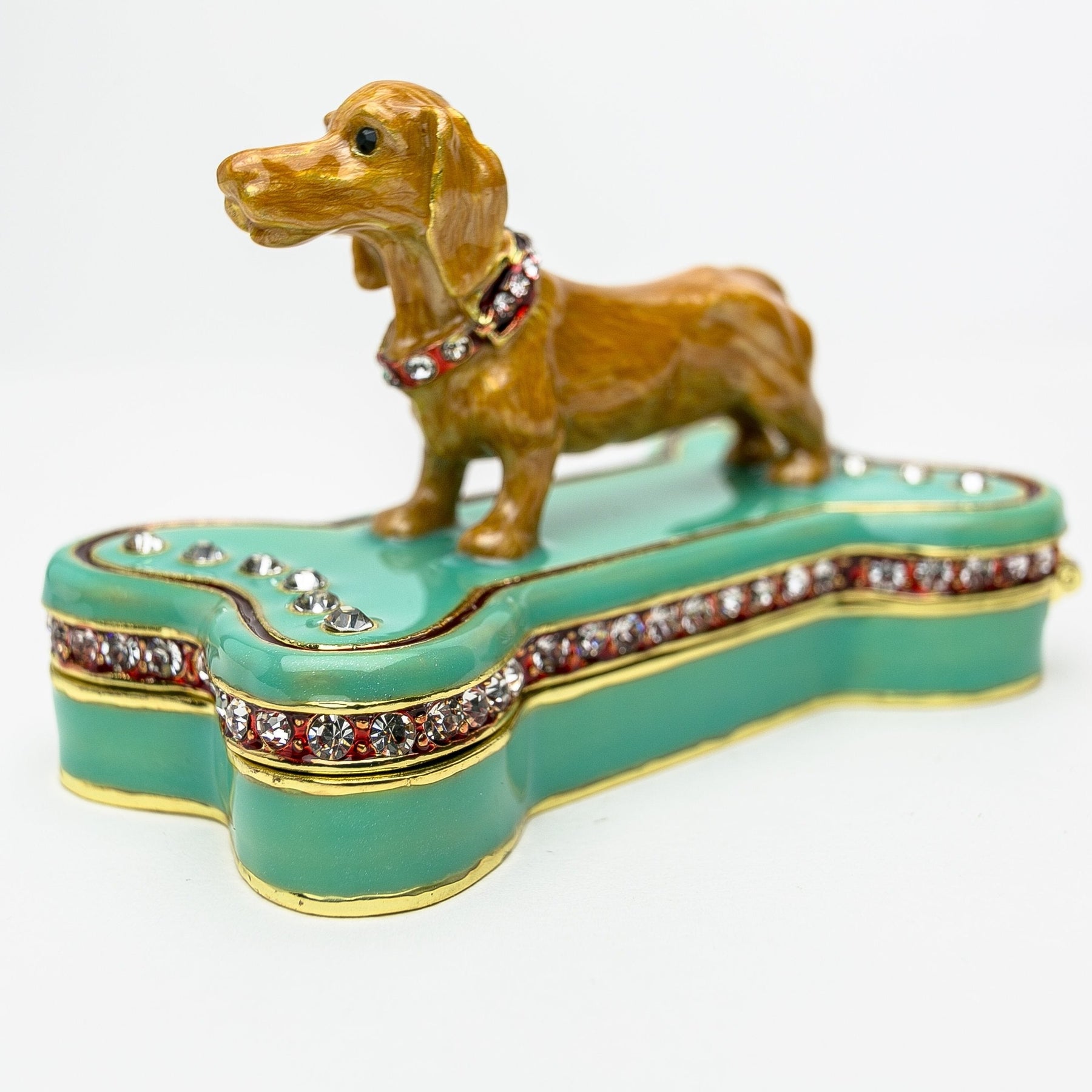 Dachshund Dog Sitting on Bone trinket box Keren Kopal