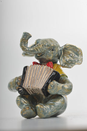 Keren Kopal Elephant Playing the Accordion trinket box 83.50