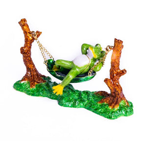 Frog Relaxing on Hammock trinket box Keren Kopal