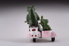 Frogs Riding Vespa with Sidecar trinket box Keren Kopal