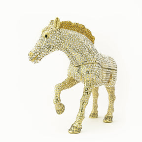 Keren Kopal Large Golden Horse Decorated with White Crystals