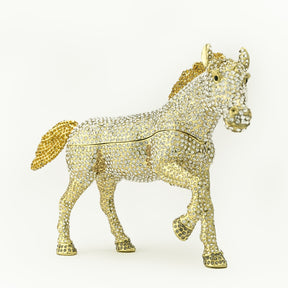 Keren Kopal Large Golden Horse Decorated with White Crystals