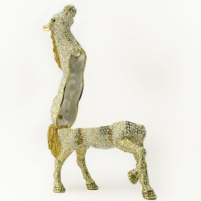 Keren Kopal Large Golden Horse Decorated with White Crystals