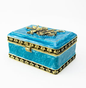 Keren Kopal Turquoise Decorated Trinket Box with Horses