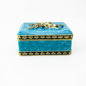 Keren Kopal Turquoise Decorated Trinket Box with Horses