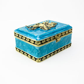 Keren Kopal Turquoise Decorated Trinket Box with Horses