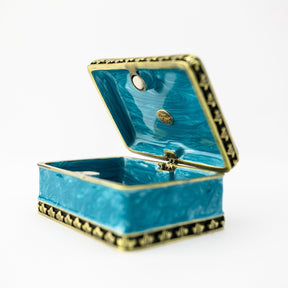 Keren Kopal Turquoise Decorated Trinket Box with Horses